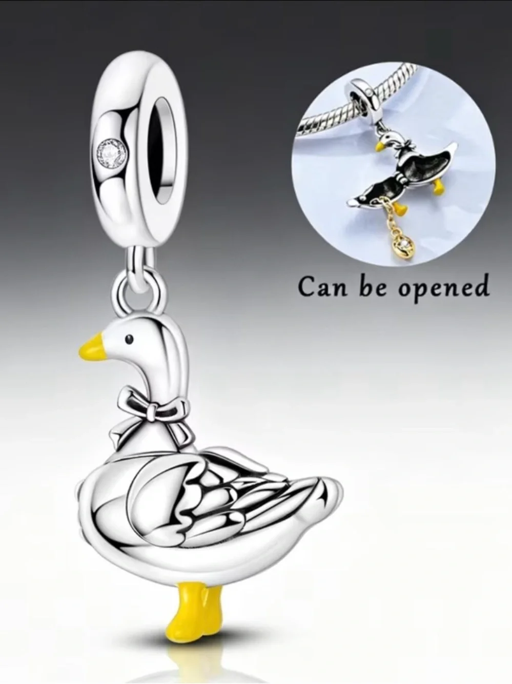 🐥 Cute Duck Opening Dangle Charm Accent Bracelet Charm